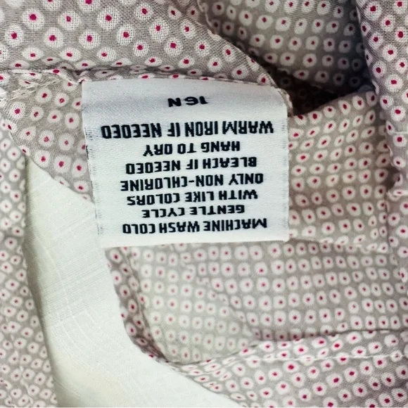 Faconnable Women's size 10 Gray Pink Dot Sheer Button Down Long Sleeve S… - Picture 10 of 11